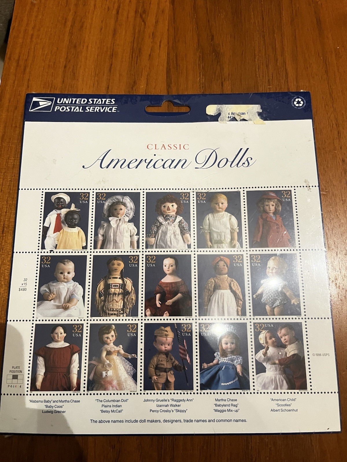 USPS CLASSIC AMERICAN DOLLS 32 CENTS STAMPS 1996 MULTI-COLOR NEW ORIGINAL PAC