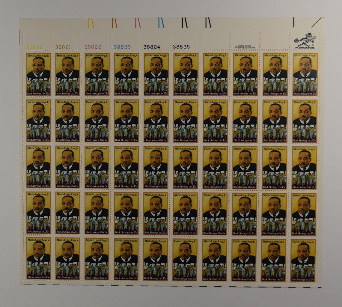 US SCOTT 1771 SHEET (PANE) OF 50 MARTIN LUTHER KING STAMPS 15 CENT FACE MNH