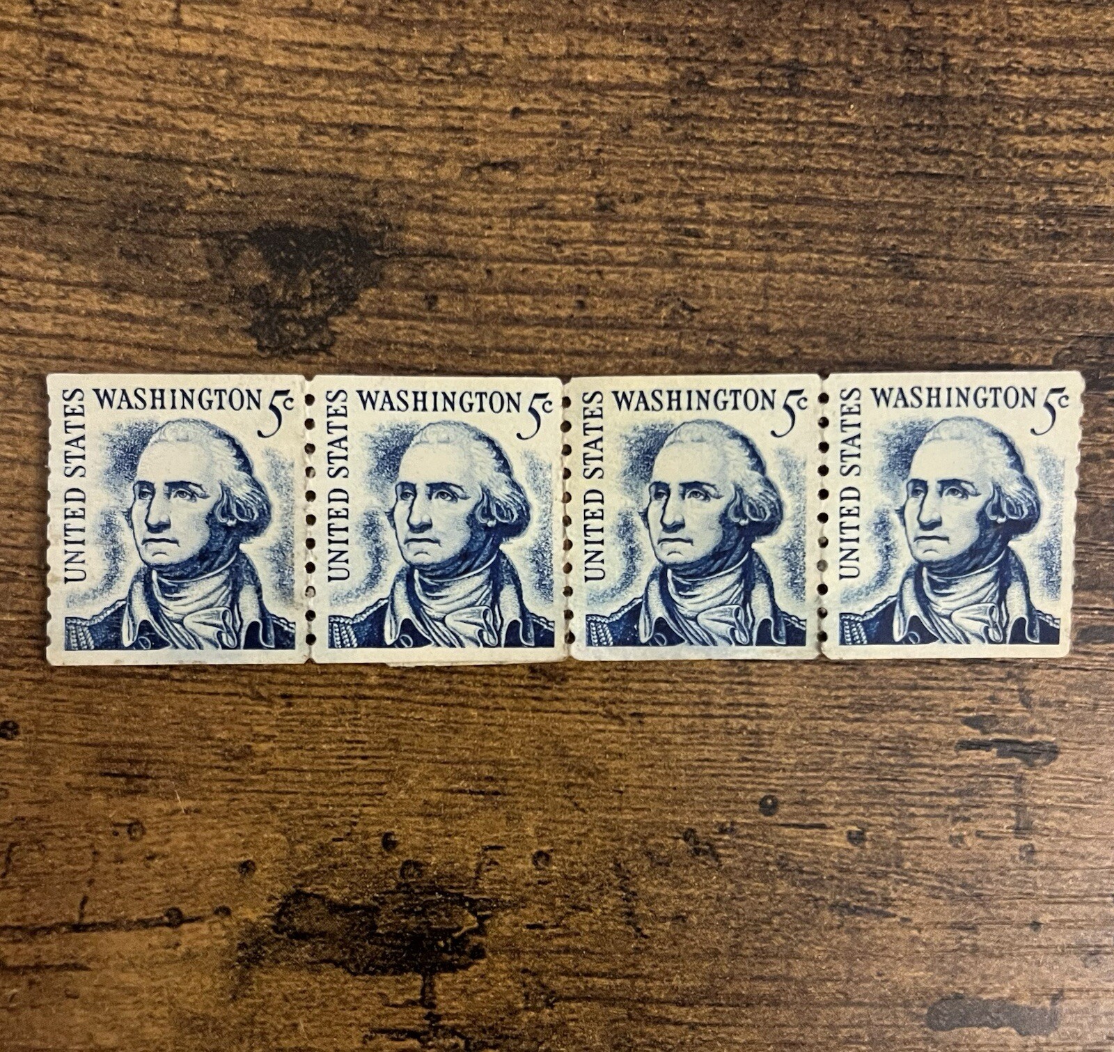 (4) George Washington 1966-67 5 cent blue stamp Rare/Uncancelled