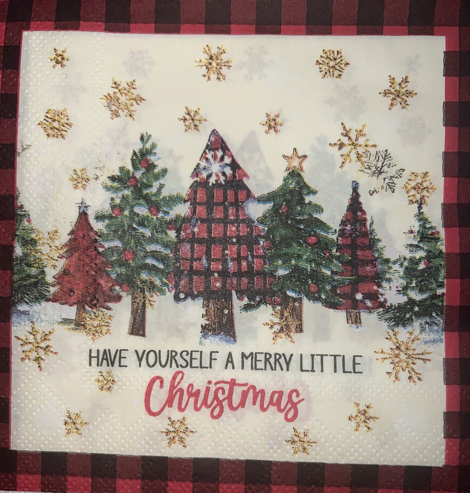 Two Paper BEVERAGE Decoupage Art Craft Napkins Christmas /trees 5×5