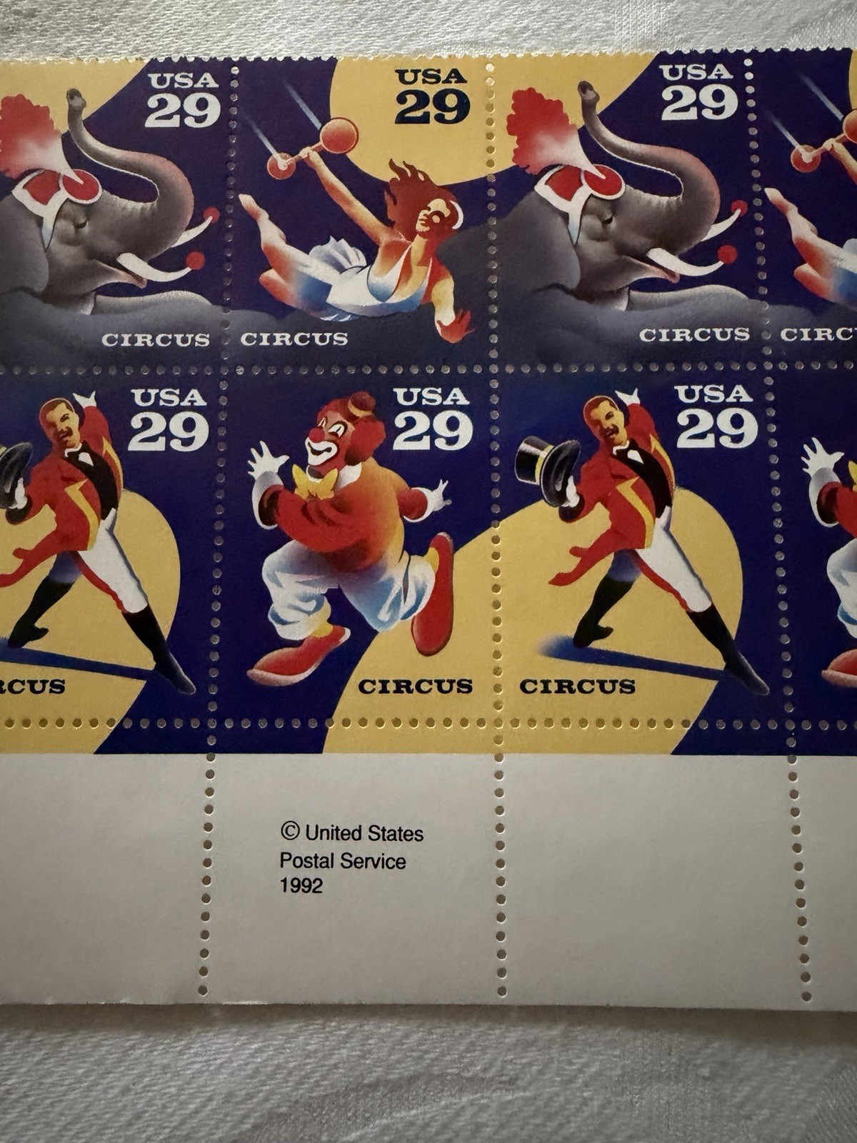 USPS Lot of 16 Circus Performer $.29 Stamps 1992 Mint Never Hinged
