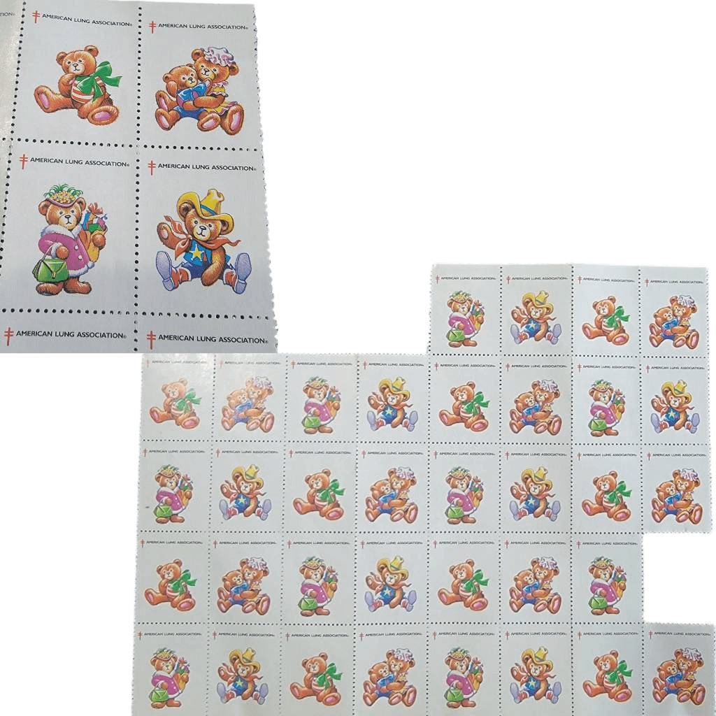 American Lung Association Vintage Stamps Bears Cowboy