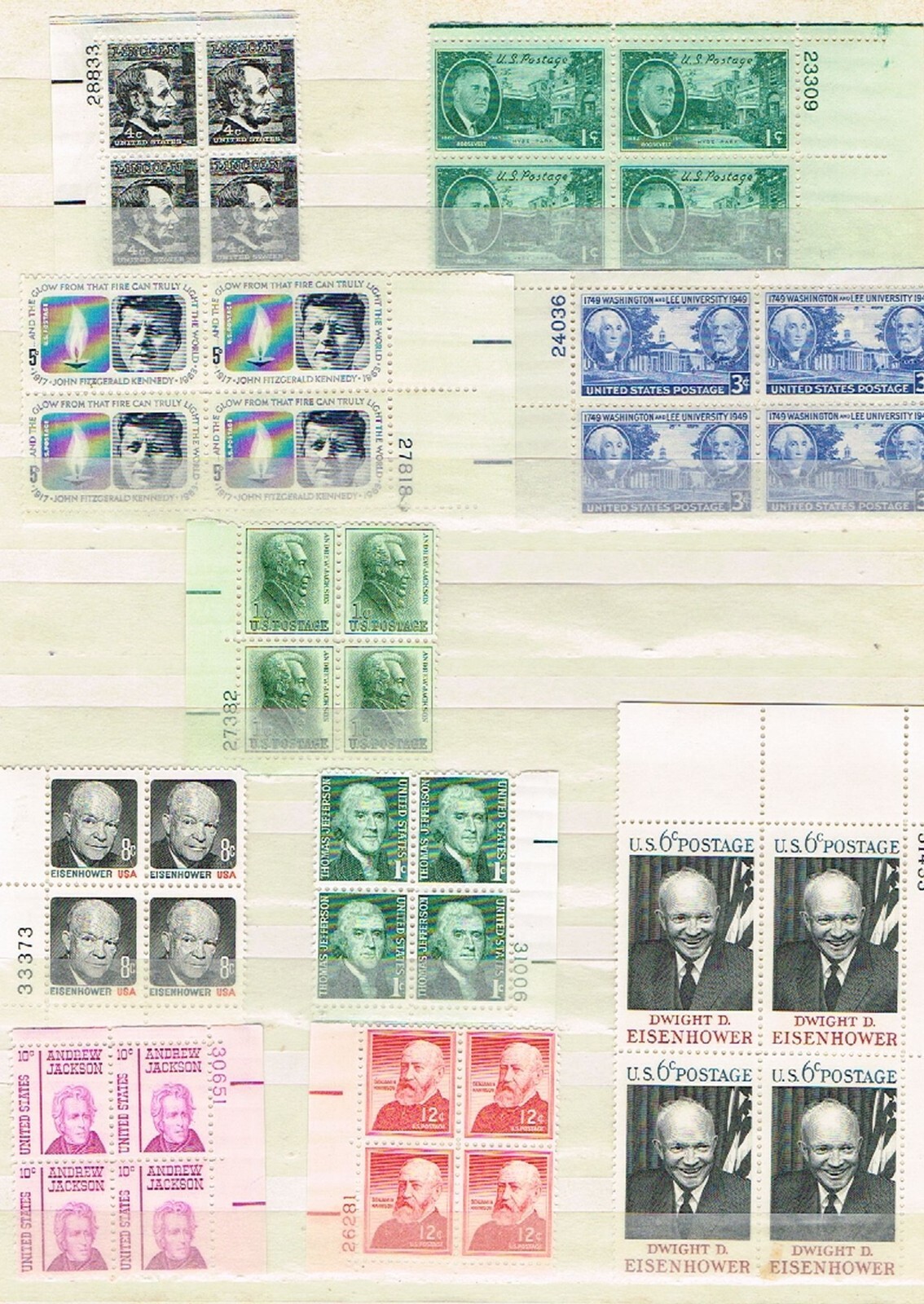 10 Mint US President Plate Block USA Postage sTamps (12-534)