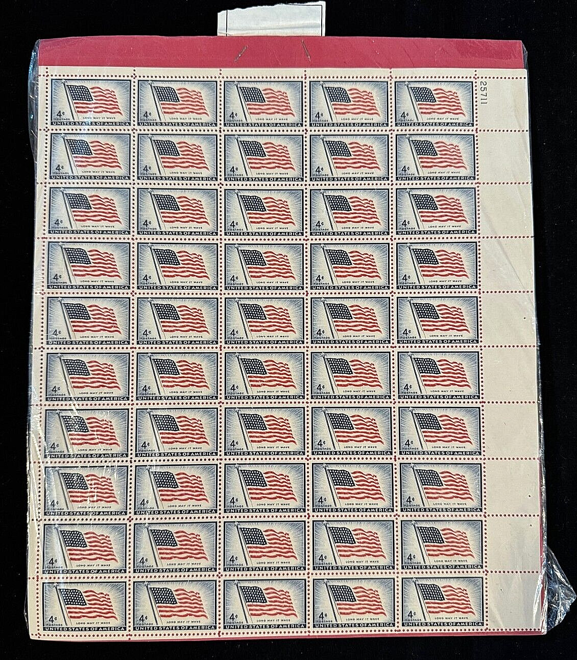 US SCOTT 1094 PANE OF 50 LONG MAY IT WAY AMERICAN FLAG STAMPS 4 CENT FACE MNH