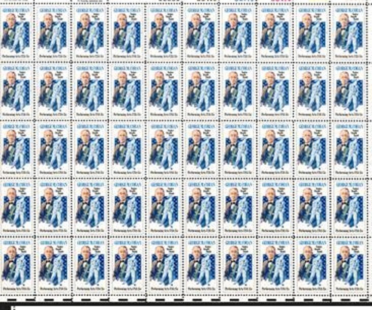 GEORGE M COHAN PERFORMING ARTS–Page of 50 Collectible 1978 Stamps–FREE SHIP