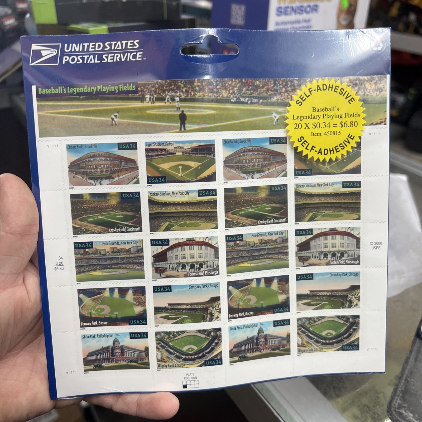 USPS Sealed Sheet of 20 Baseball Playing Fields34¢ Stamps USA Scott 3510-19 Mint