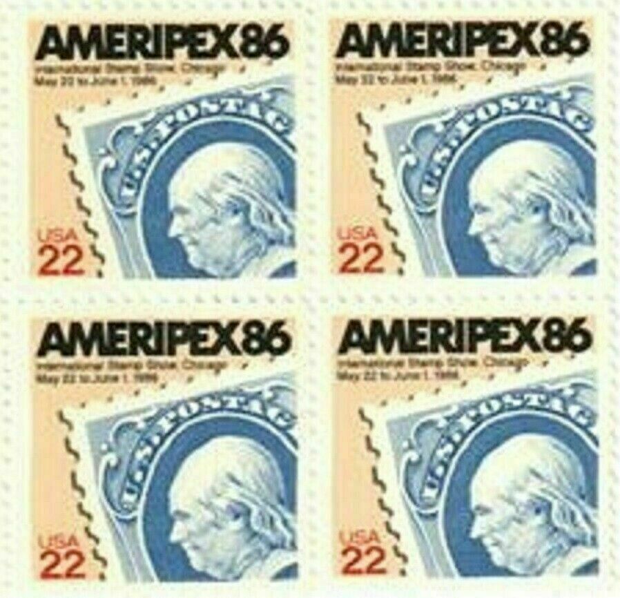 AMERIPEX86 INTERNATIONAL SHOW-Block 4 Collectible Unused 1985 Stamps-FREE SHIP