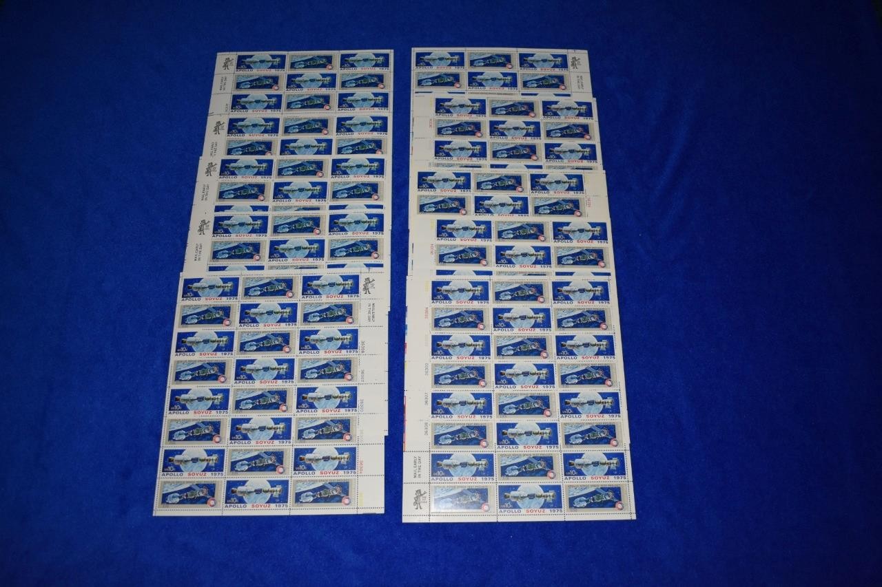 Ten U.S. Postage Full Mint 10 Cent Sheets 1975 Apollo Soyuz