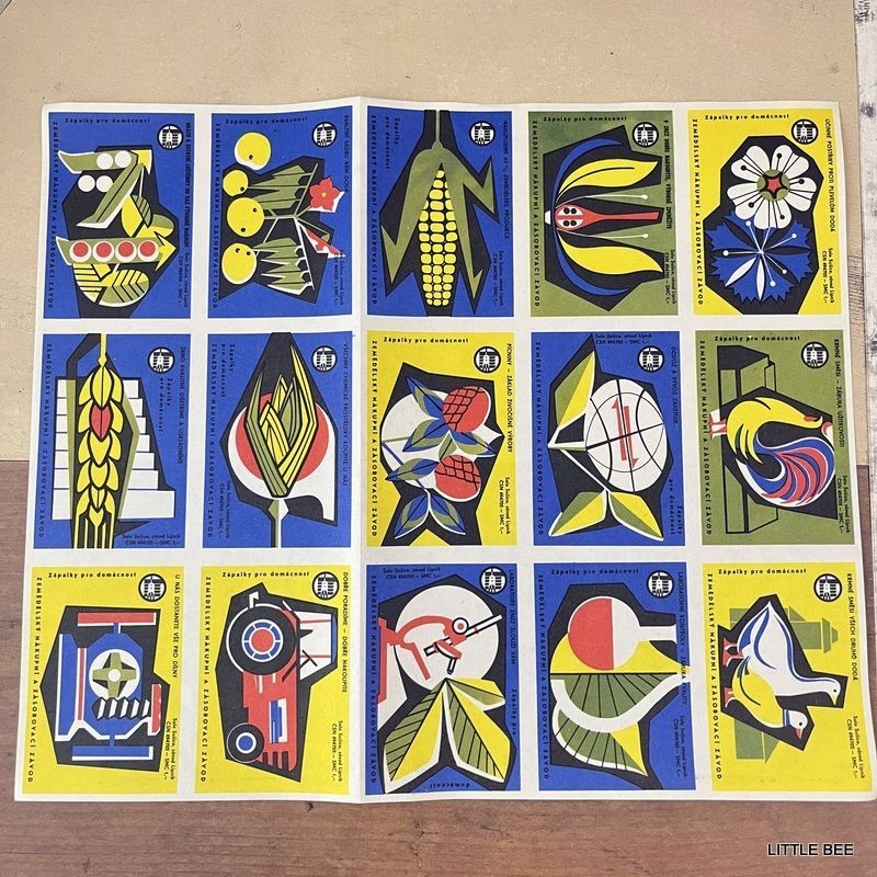 378 R-1873 Czech Matchbox Label Sheet L Size Circa 1972 Rare Antique Label