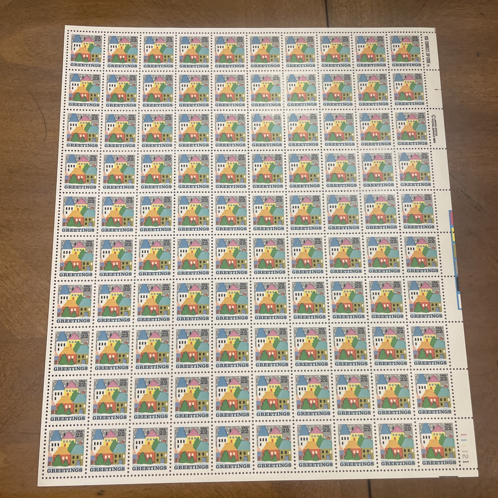 MNH 1986 Scott #2245 Greetings Village” 22 Cent Sheet of 100 Stamps