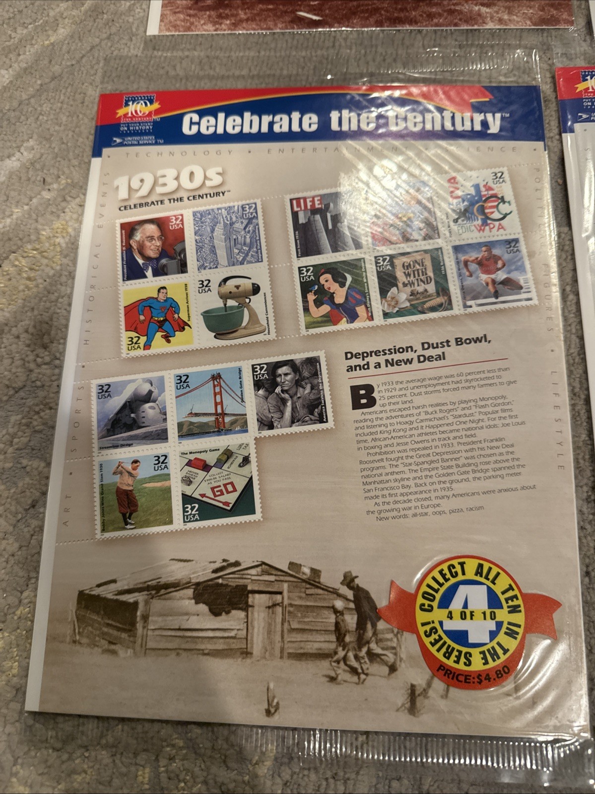 CELEBRATE THE CENTURY 1900 To 1950s . Total 6 Sheet USPS Stamps All Sealed