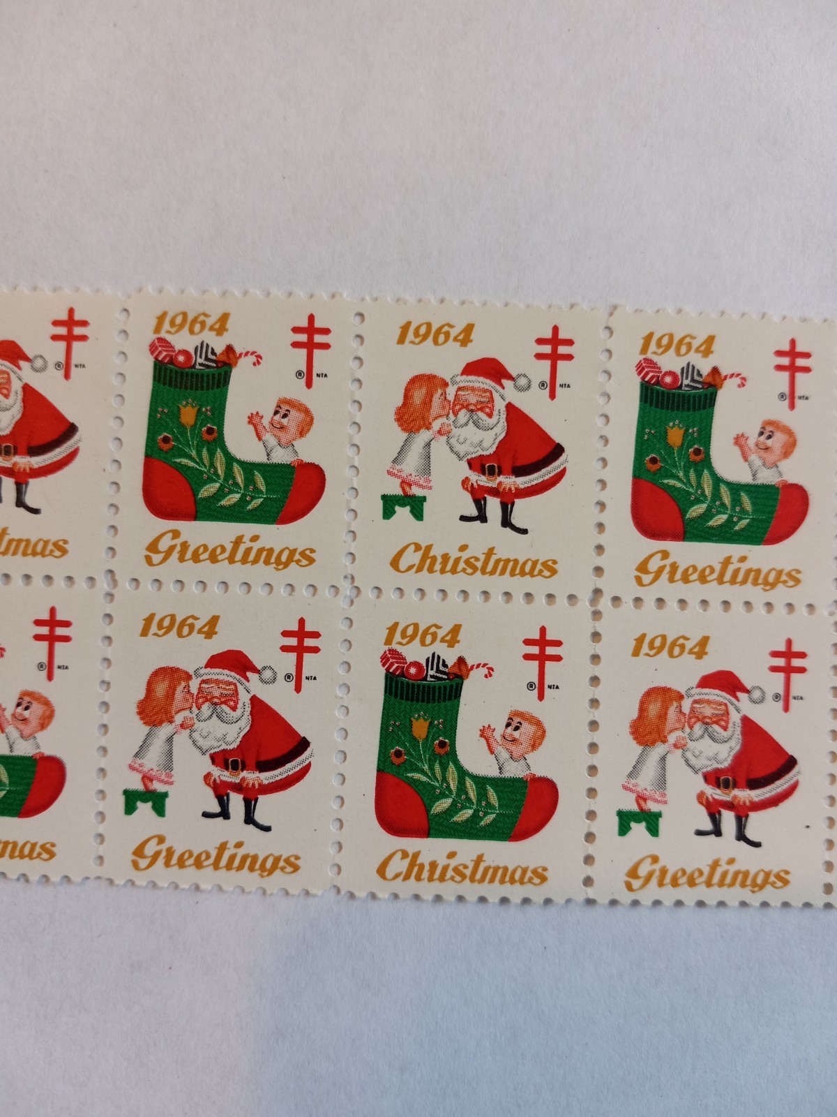1964 US Christmas Greetings 5 Cent Stamp Strip of 12 Mint Never Hinged MNH