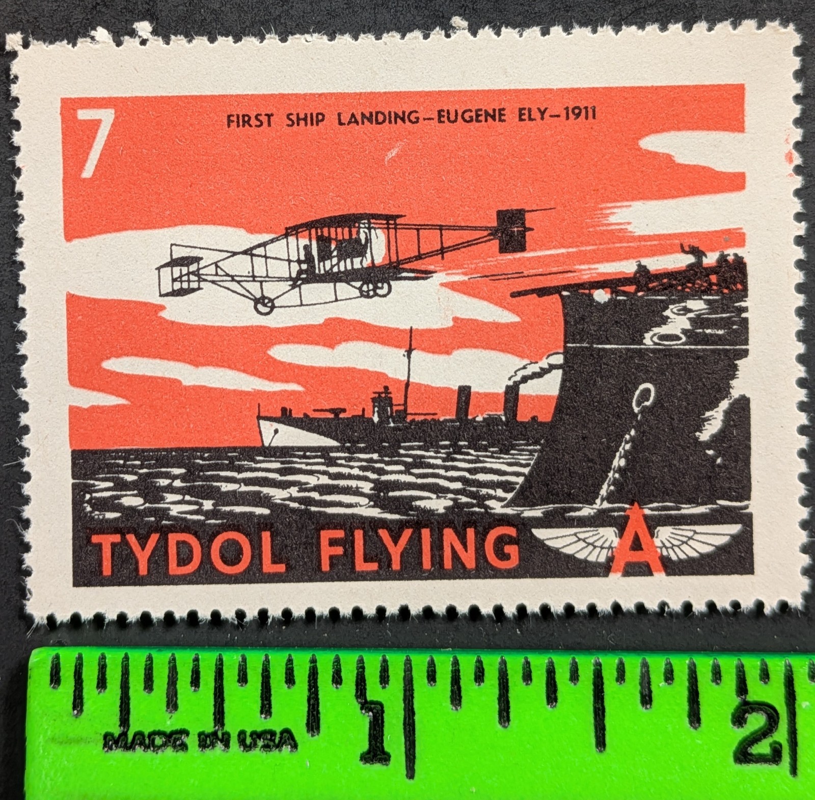 Vintage Tydol Flying Ship Plane Gas Oil Poster Stamp