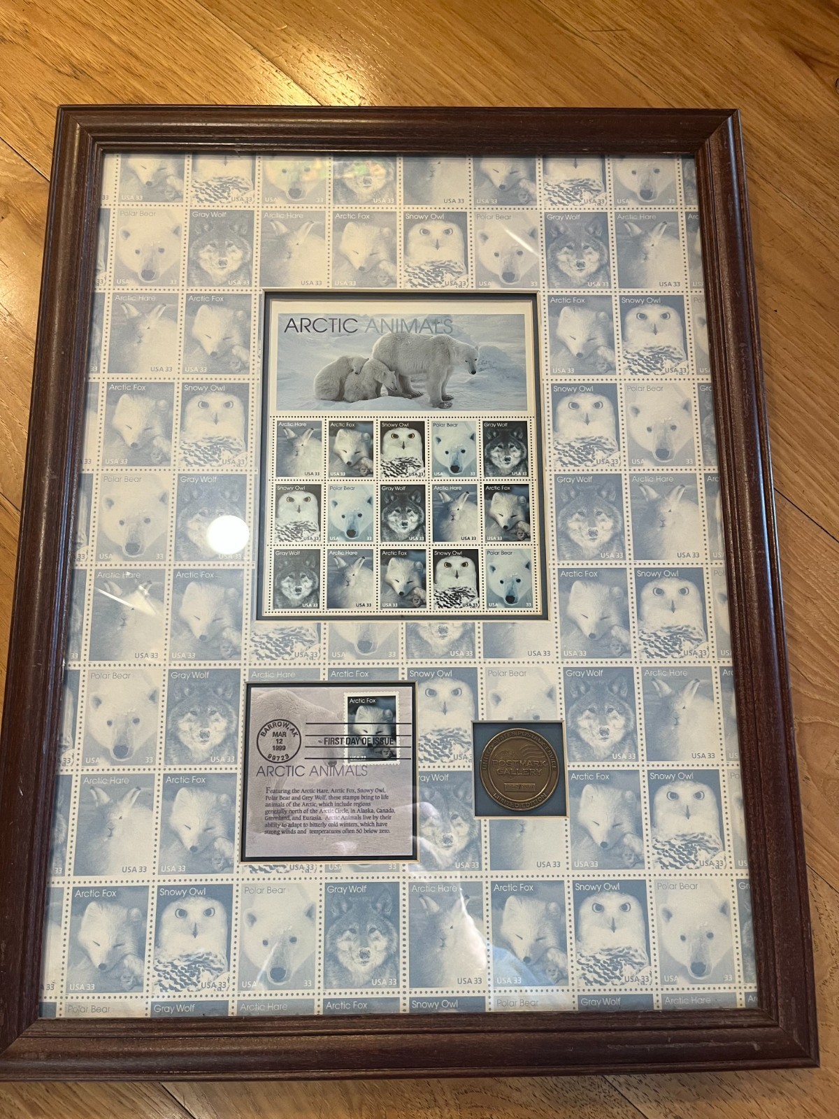 Arctic Animals Postmark Gallery Framed USPS United States Postal Service.