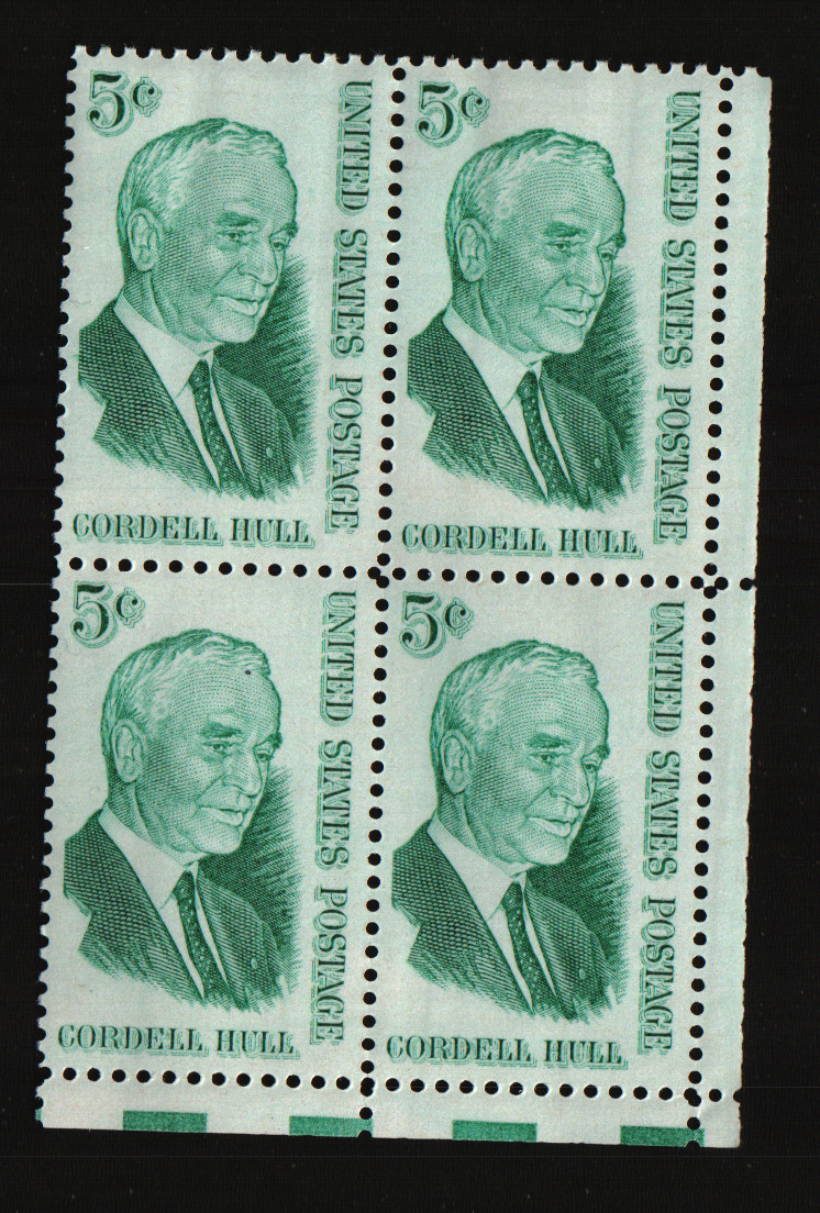 1963 5c Cordell Hull Plate Block of 4 Scott #1235 ST004