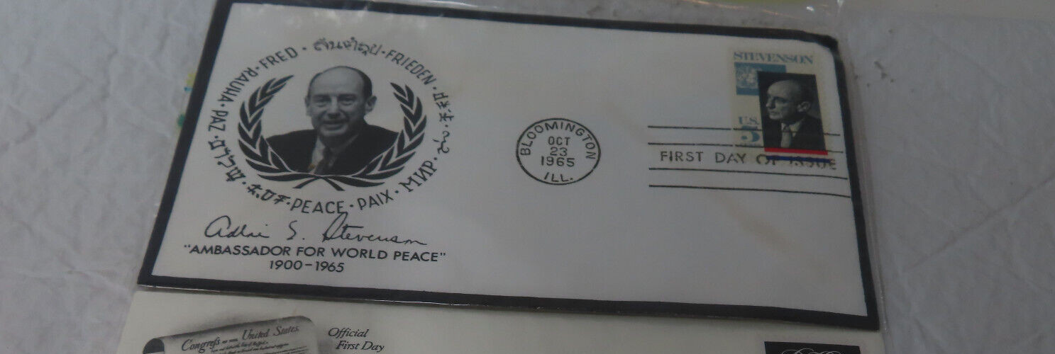 USPS 5 cent Envelope First Day Issue Oct 23 1965 Adlai Stevenson