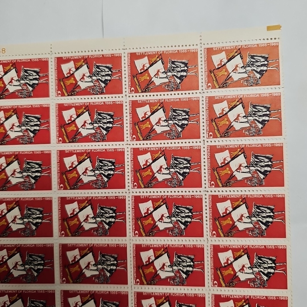 Stamp US Postage 5c 5 Cent Sheet OF 50 Stamps Settlement Of Florida 1565-1965