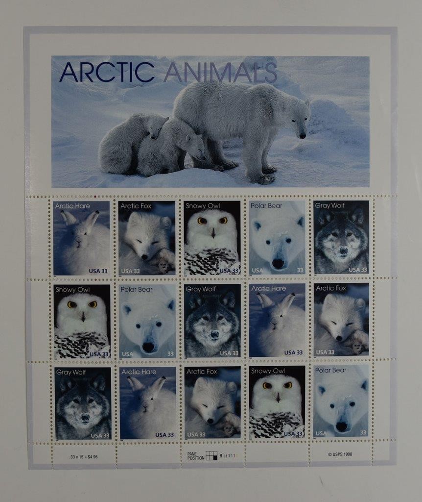US SCOTT 3288 – 3292 SHEET OF 15 ARCTIC ANIMALS 33 CENTS FACE MNH