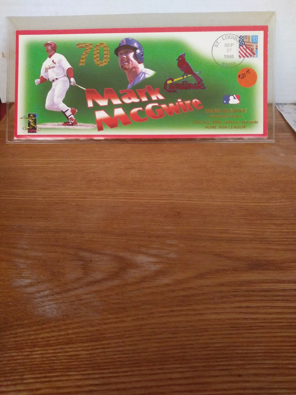 CEO SPORTS 1998 MARK MCGWIRE 70th HOME RUN COMMEMORATIVE ENVELOPE (VERY NICE)