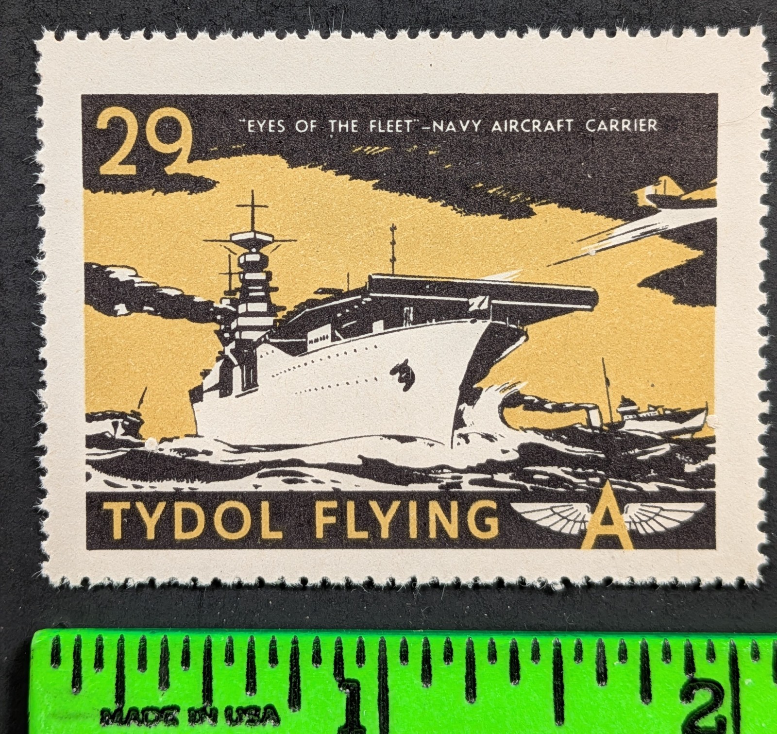 Vintage Tydol Flying Ship Plane Gas Oil Poster Stamp