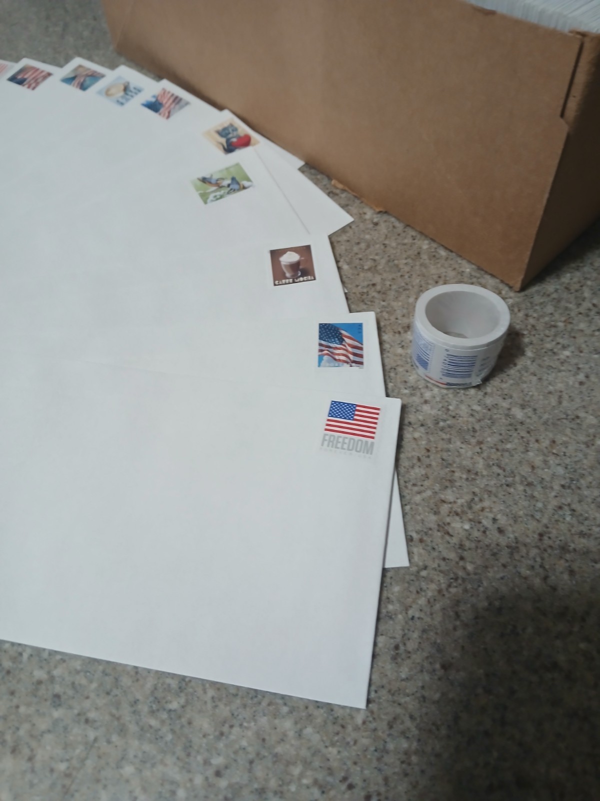 500 Forever Stamped Envelopes – #10 White Woved Security 4 1/8″ X 9 1/2″ Gummed