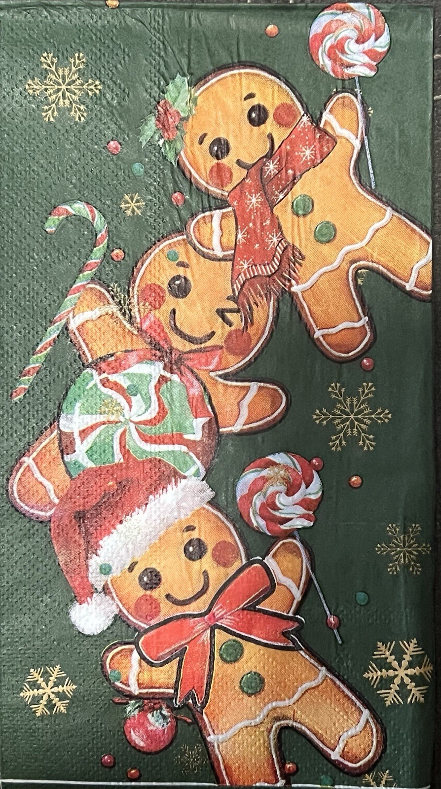 TWO Individual paper dinner Decoupage napkins Gingerbread/christmas Trees/snow