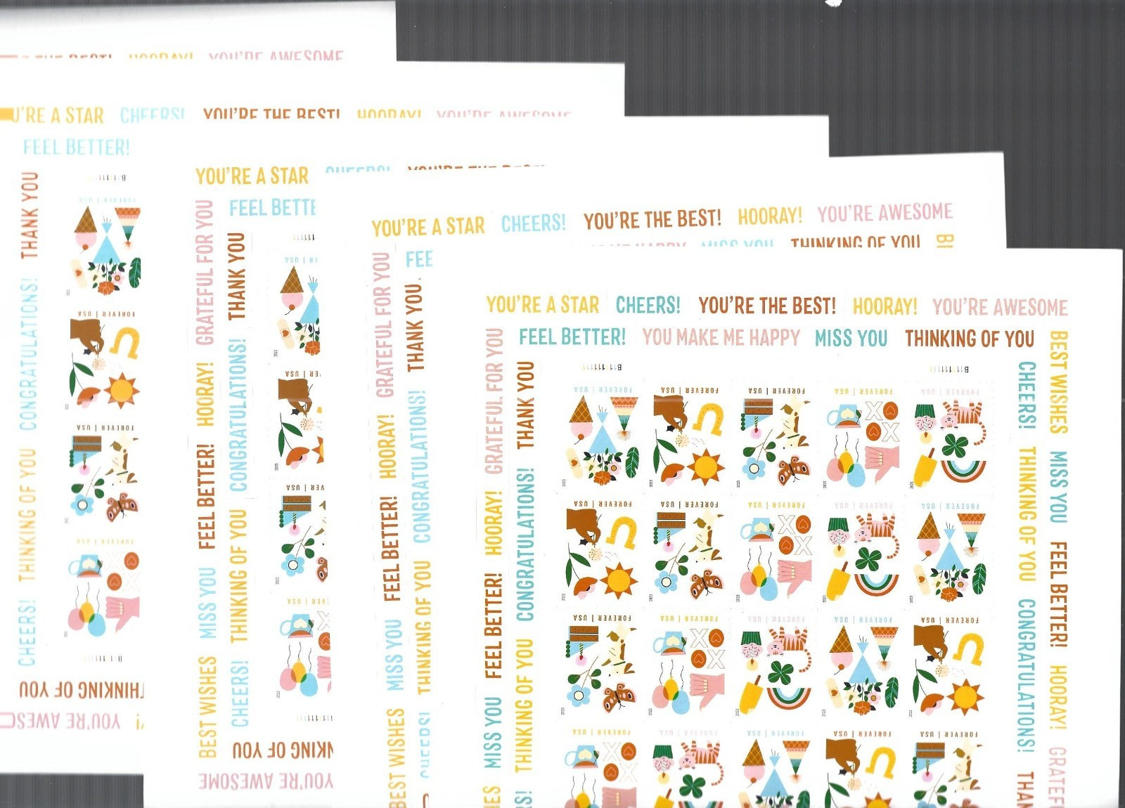 DISCOUNT POSTAGE 💥THINKING OF YOU 💥5 Sheets of 20 USPS Forever Stamps