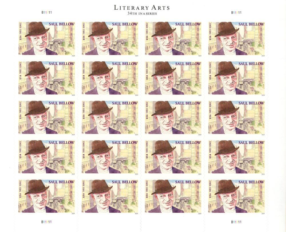 US SCOTT 5831 PANE OF 20 SAUL BELLOW STAMPS 3 OUNCE FOREVER MNH