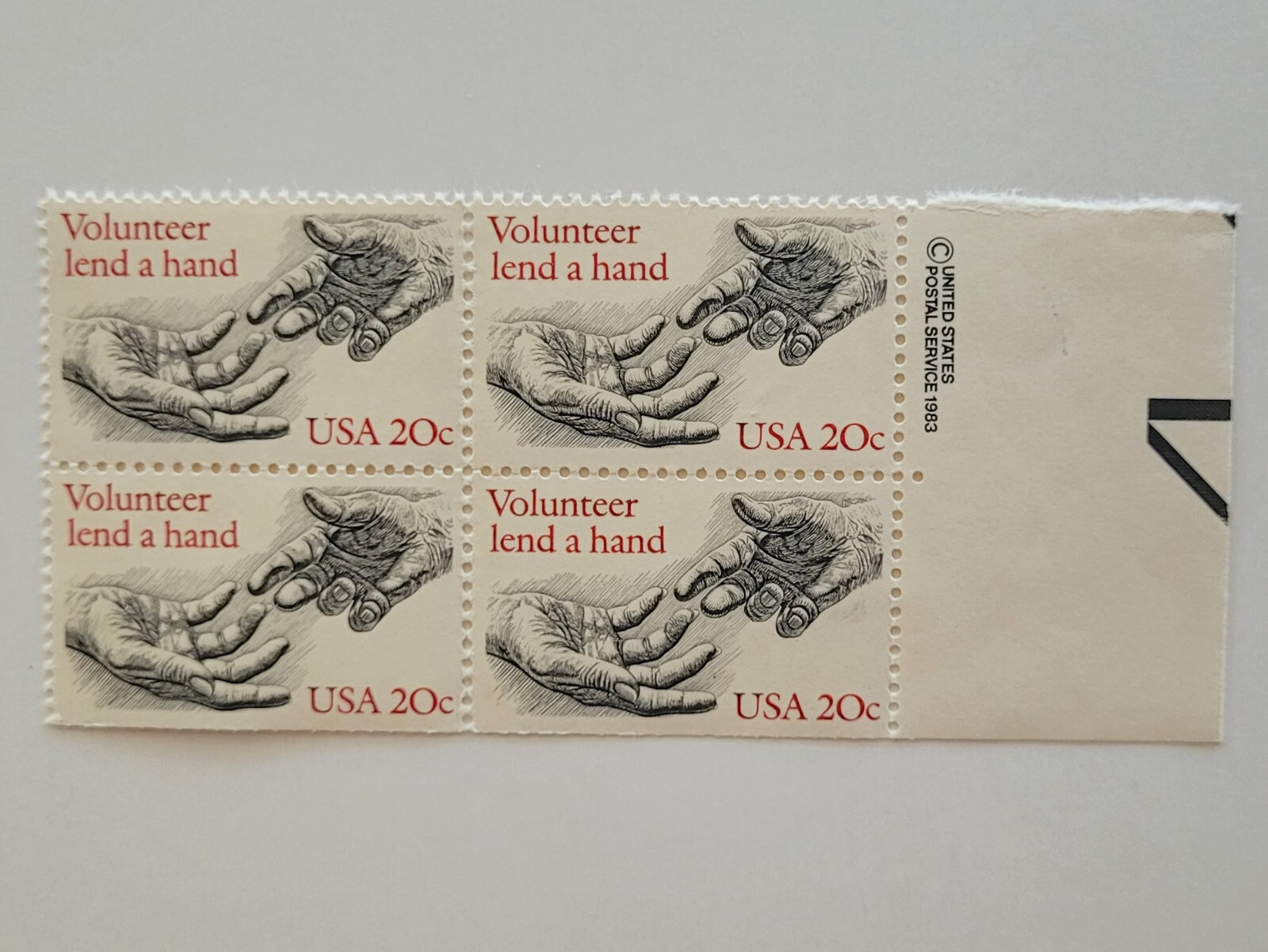 1983 US Stamps Volunteer Lend A Hand 20c Block of 4 Scott #2039 MNH OG