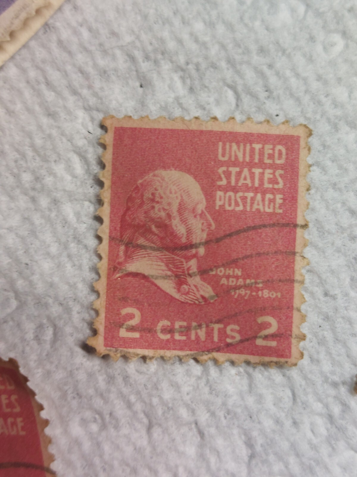 Vintage Collectible US Postage Stamp 1939 President John Q. Adams 2 cent Pink