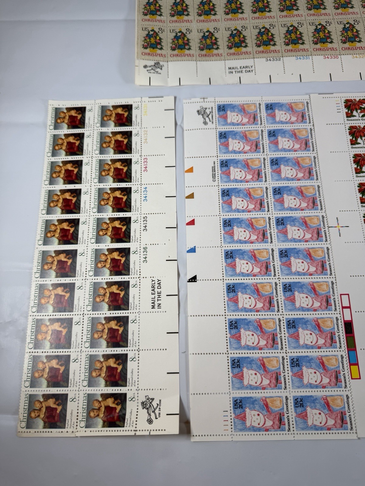 Lot of 164 Vintage Unused Christmas Stamps MNH Blocks 8¢–22¢ Mixed Designs