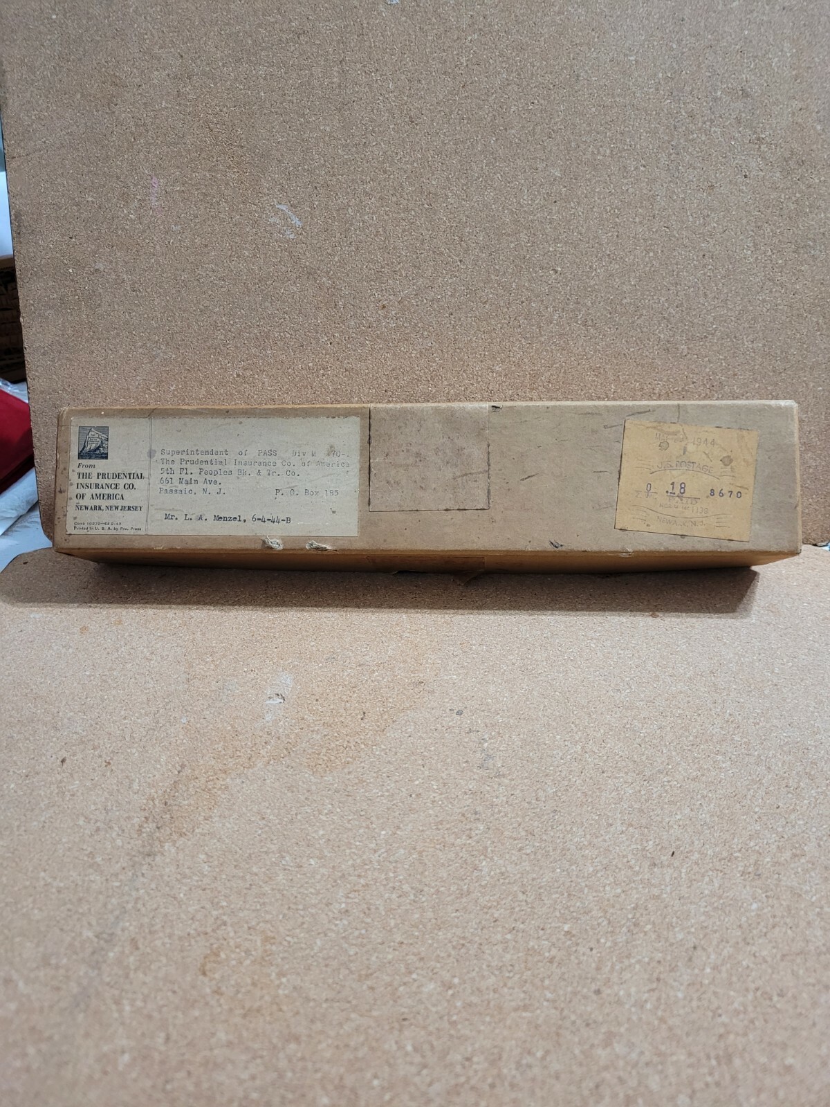 May/29/1944 USA WW2 First Class Postage box 12″×1.5″×2.5″ With $0.18 Stamp.OBO