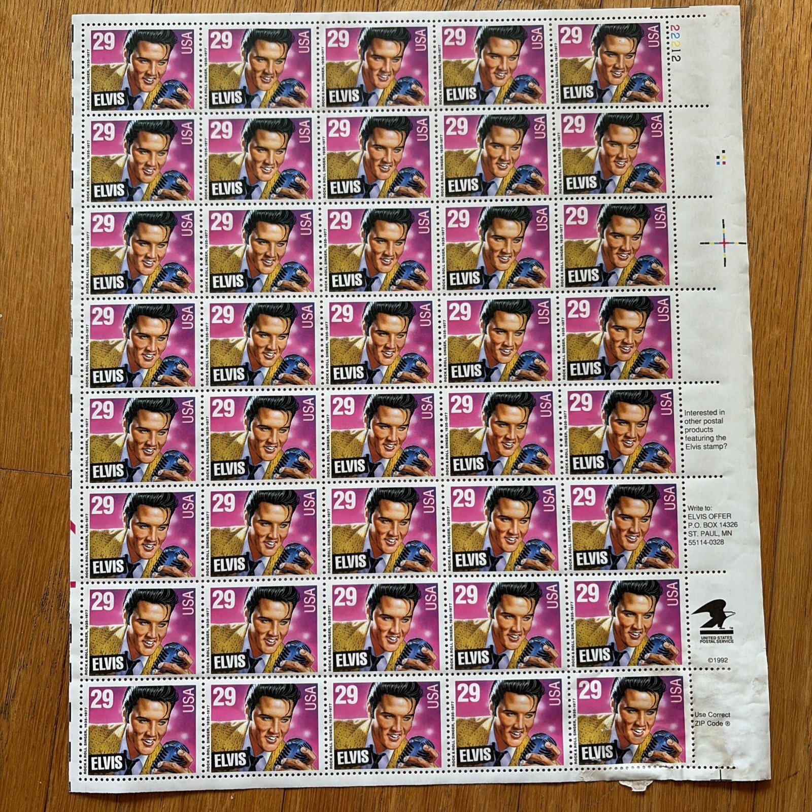 US SCOTT 2721 SHEET OF 40 ELVIS 29 CENTS FACE MNH