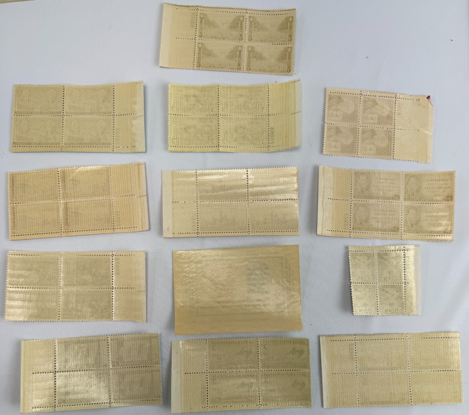 13 Mint US Plate Blocks and Souvenir Sheet 1945-1949 Post-WWII Americana