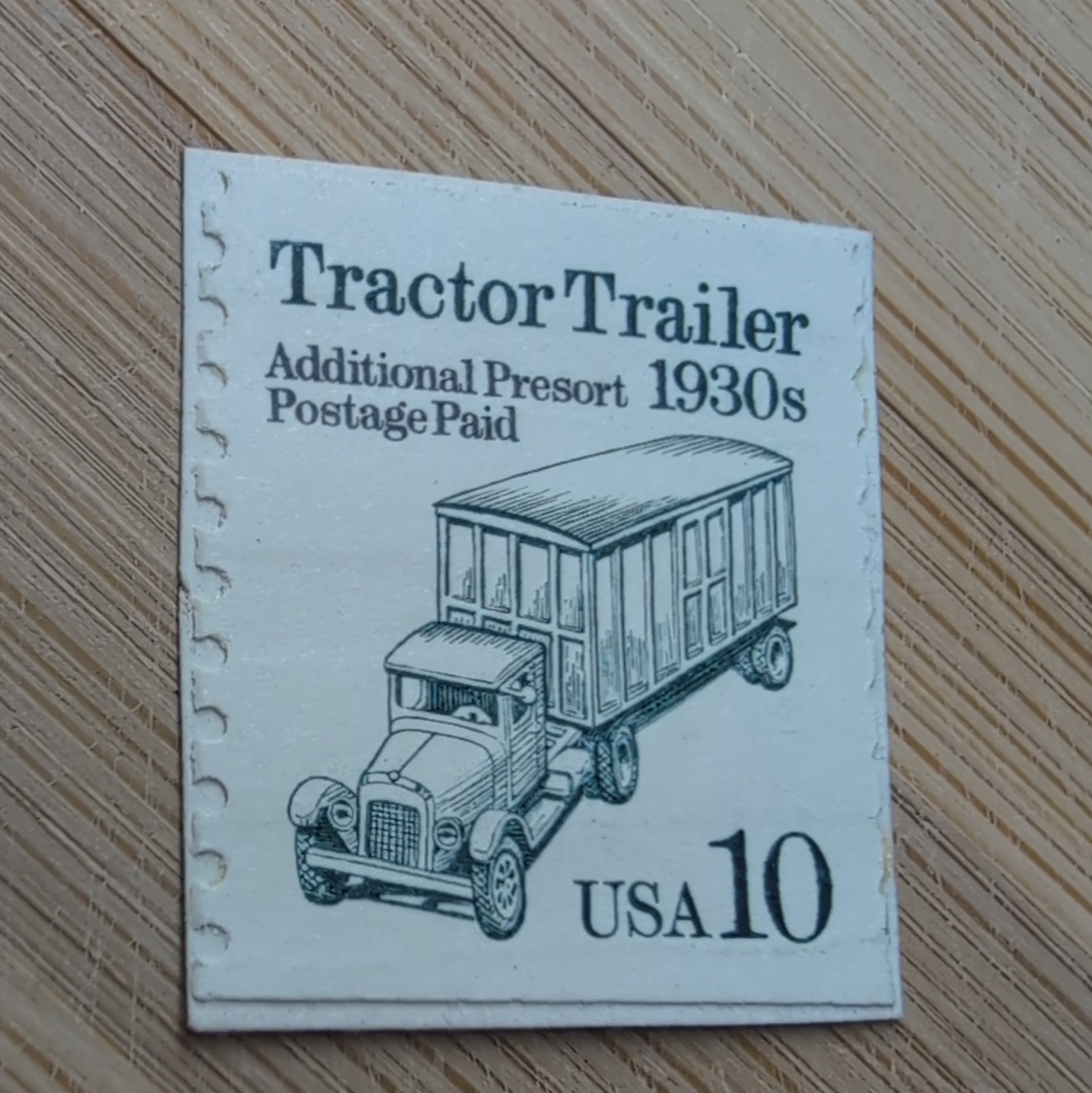 USA 10 Cent Tractor Trailer 1930s Postage Stamp Black White Used