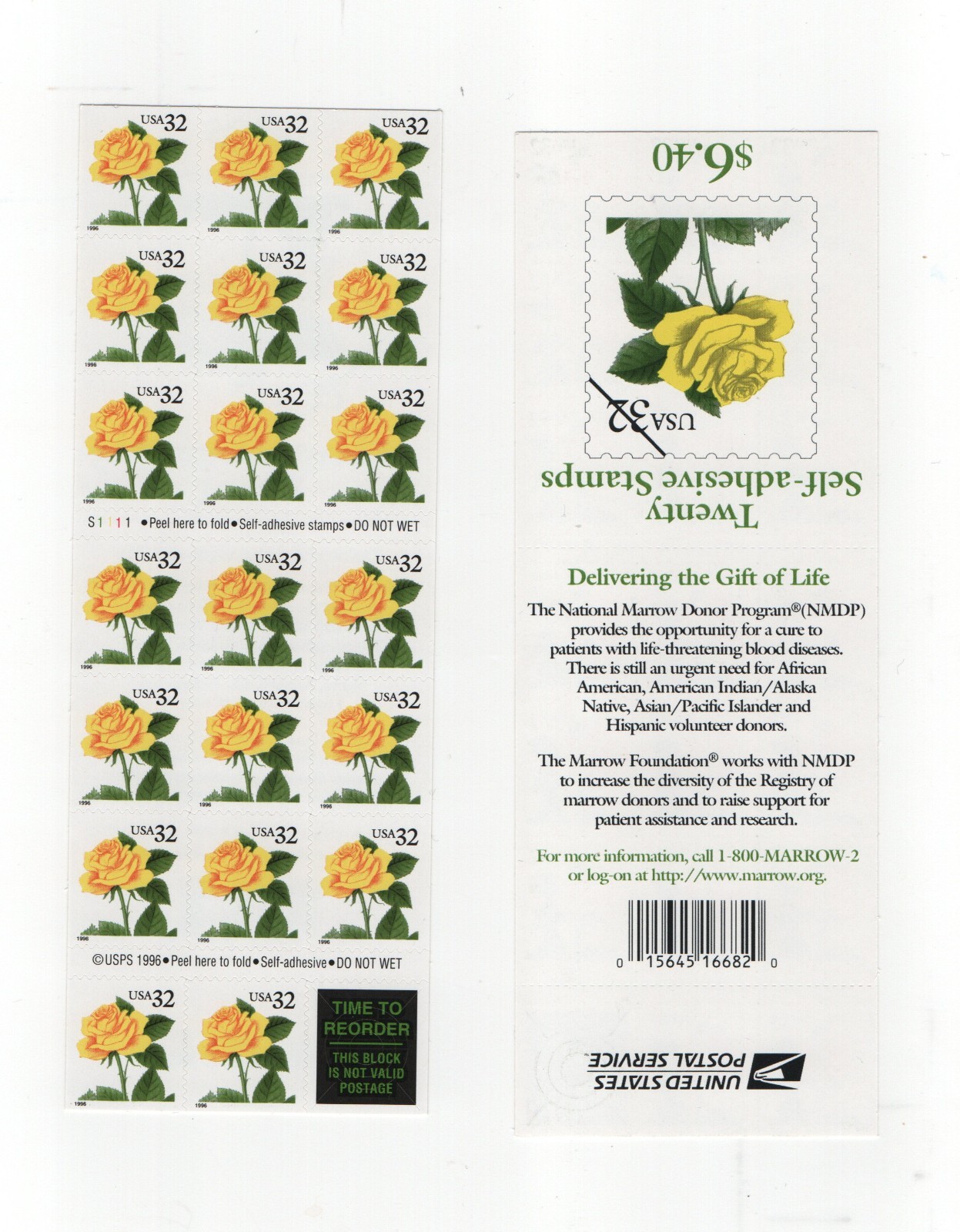 USA BOOKLET SC# 3049a-YELLOW ROSE 32c-PL# S1111 VAR: ROSE PARADE & BOWL GAME