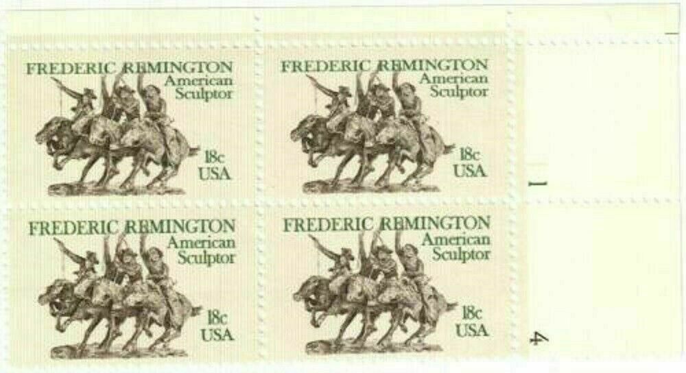 REMMINGTON FREDERIC SCULPTOR-Block of 4 Collectible Unused 1981 Stamps-FREE SHIP