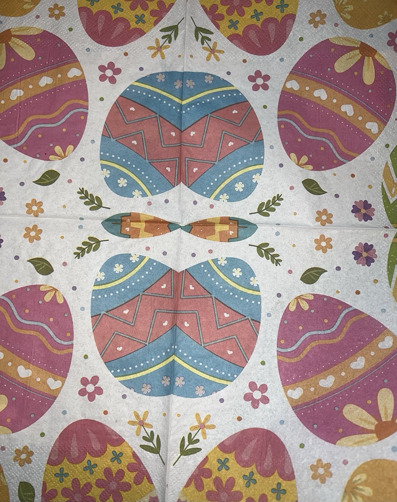 Three Paper LUNCHEON Decoupage Craft Napkins EASTER Eggs Bunny Rabbits 6.5”