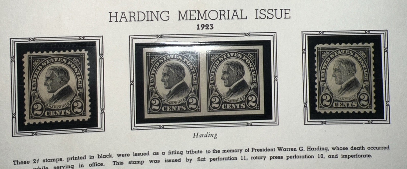 U.S.P.S. #610, 611, 612 – Black – Harding Memorial – 1923 – MPH – Nice Set