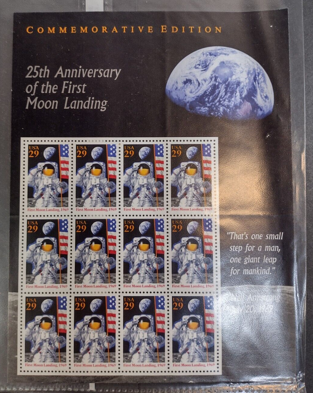 25th Anniversary of the First Moon Landing -1994 12x 29c stamp sheet