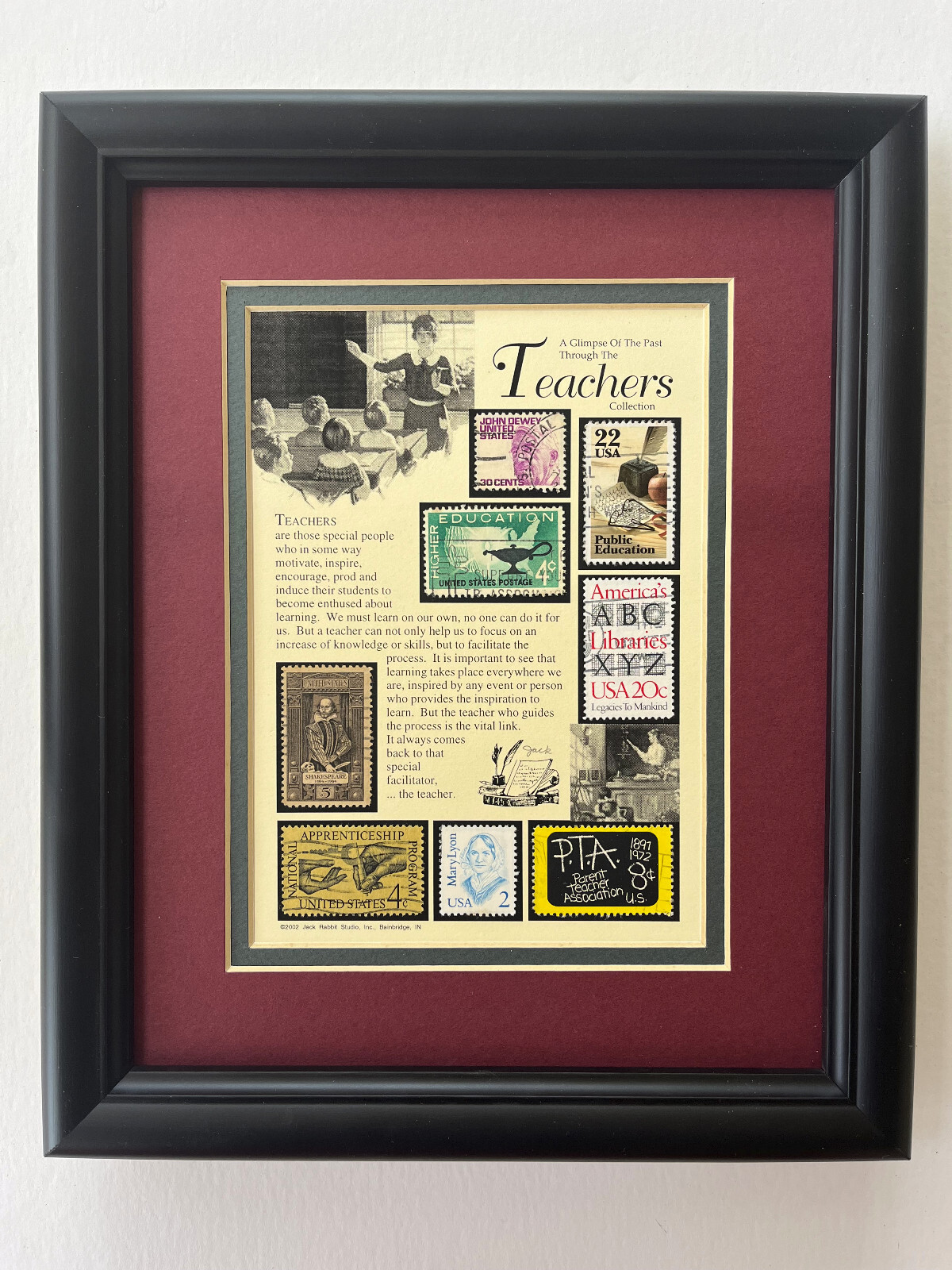 Teachers Stamp Art Framed/Matted – Shakespeare, Libraries, etc.