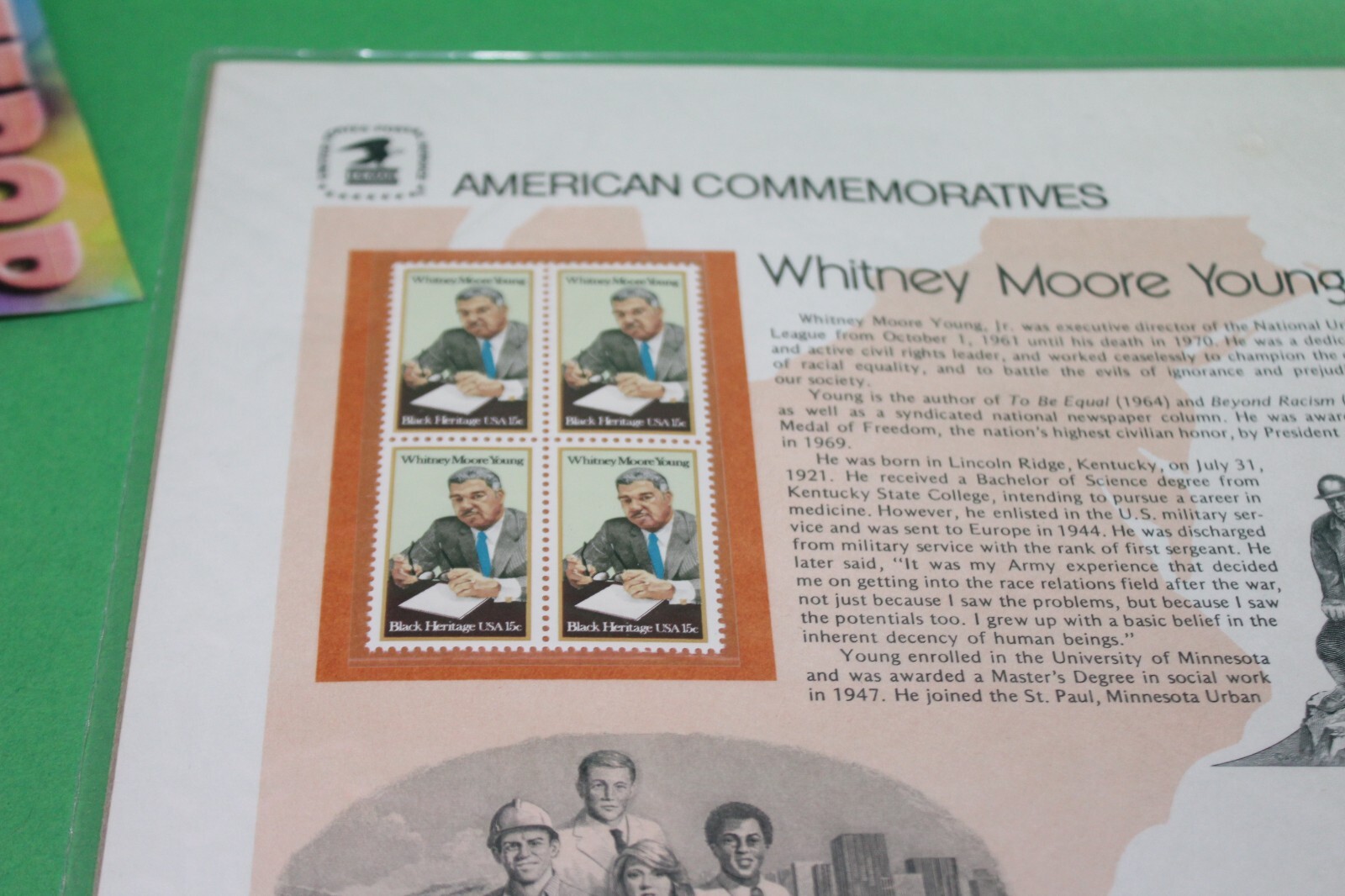 American Commemoratives Whitney Moore Young USPS Stamps Panel 139 Jan. 30, 1981