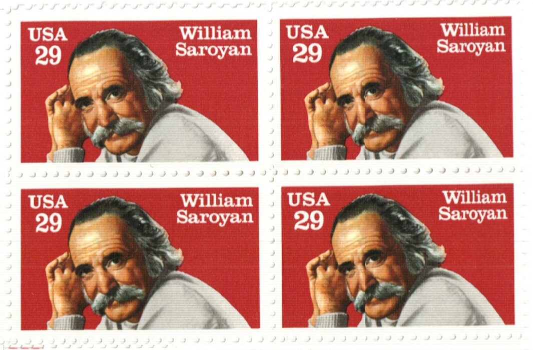 WILLIAM SAROYAN–Block of 4 Collectible Unused 1991 Stamps—-FREE SHIPPING