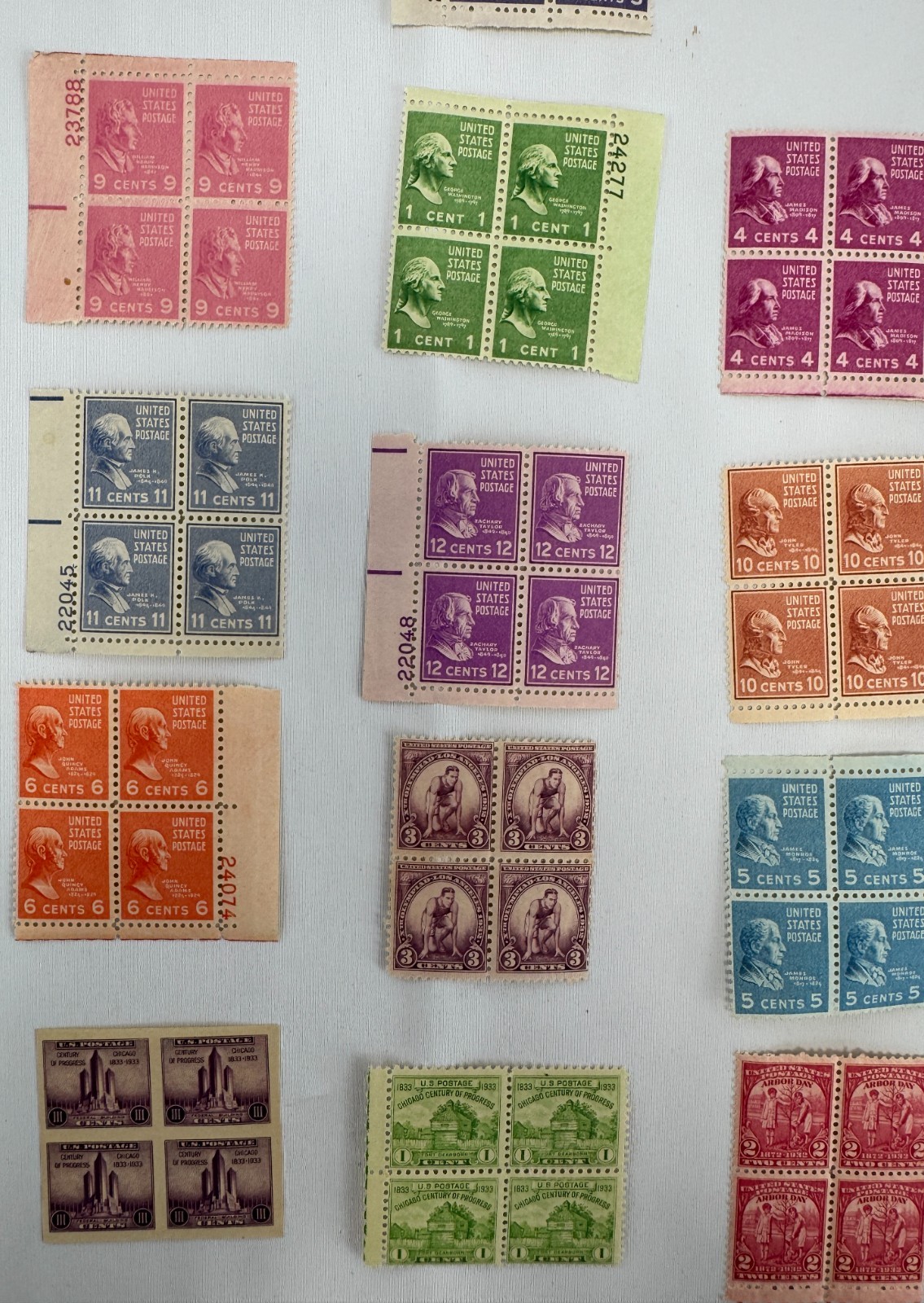 Vintage US Presidential and Commemorative Plate Block Collection 13 Mint Plate