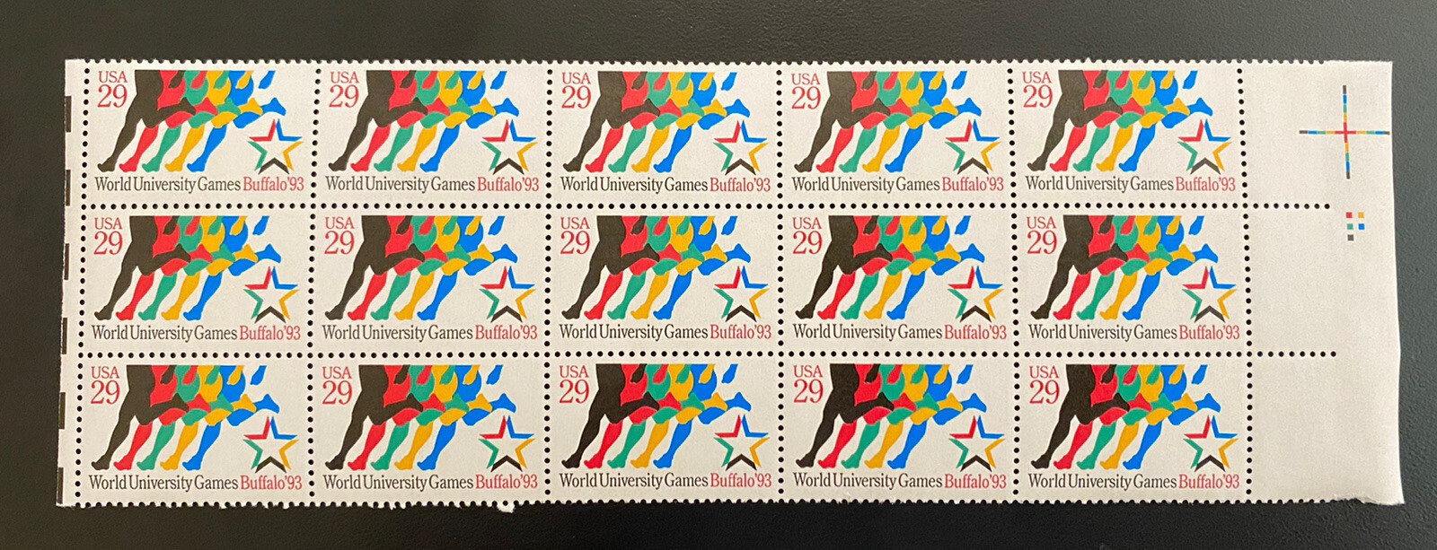 1993 USPS #2748 World University Games Buffalo ’93 Block of 15 Stamps X 29c. MNH