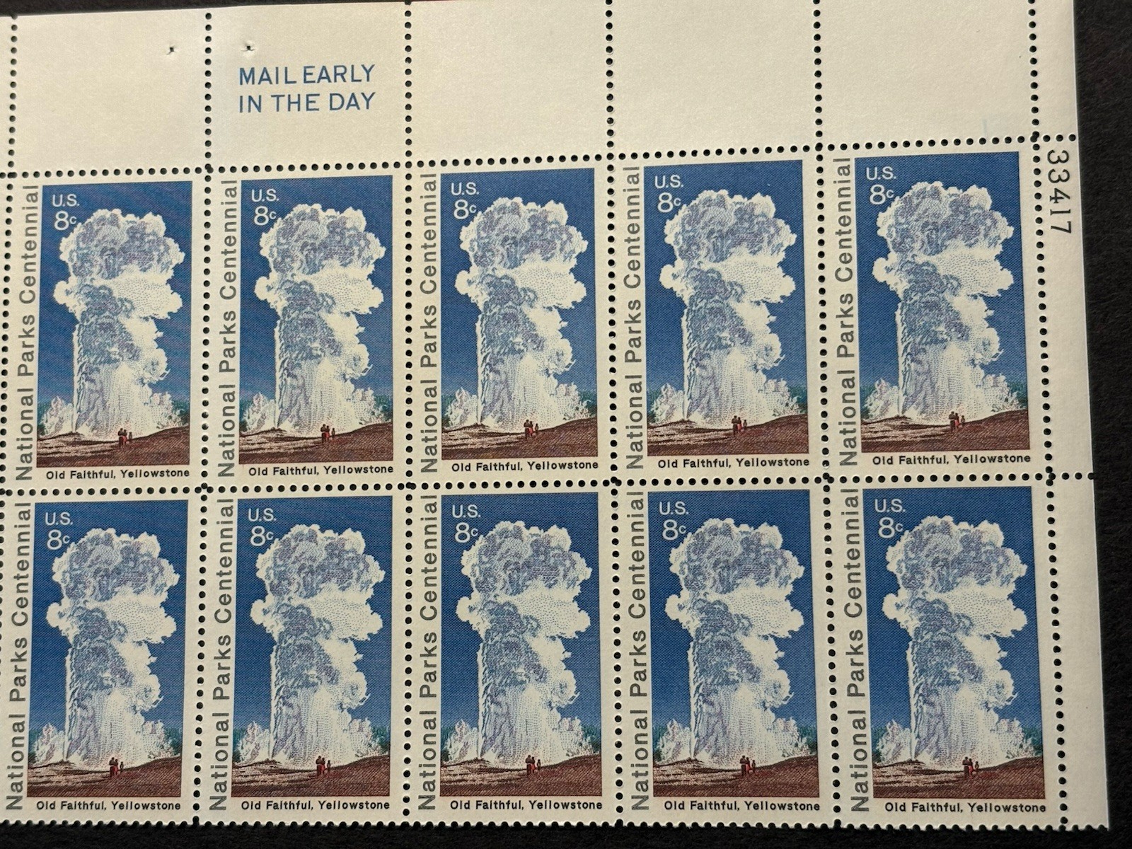 1972 US Scott #1453 8c National Parks Centennial Yellowstone Stamps MNH Block 16
