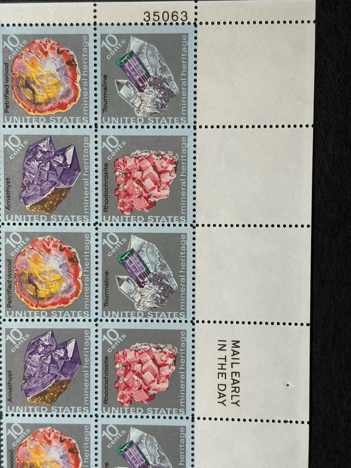 1974 US Scott #1538-41 10c Mineral Heritage Postage Stamps, MNH Block of 16