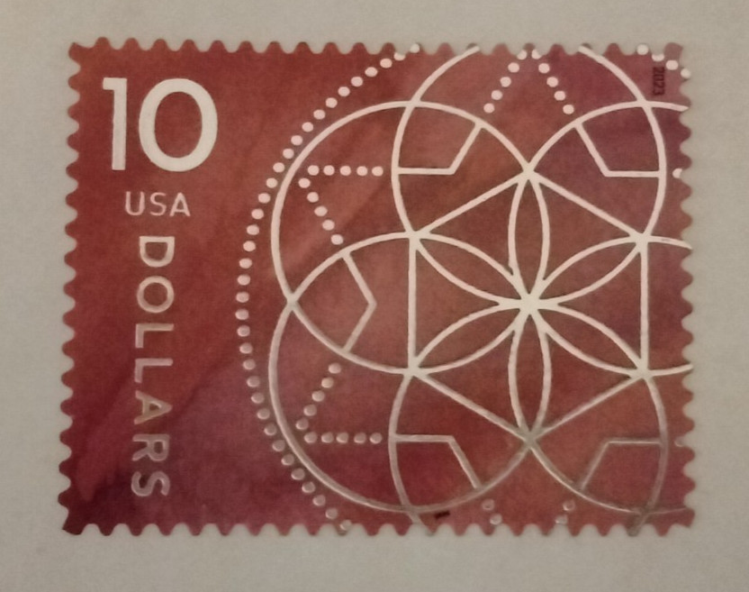 DISCOUNT POSTAGE 💥 2022 FLORAL GEOMETRY 💥$10.00 … ONE stamp