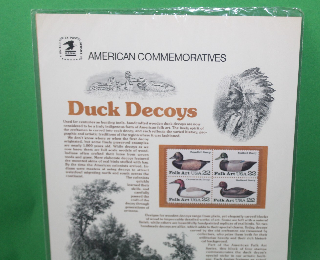 American Commemoratives Duck Decoys USPS Stamps Panel 239 March 22, 1985