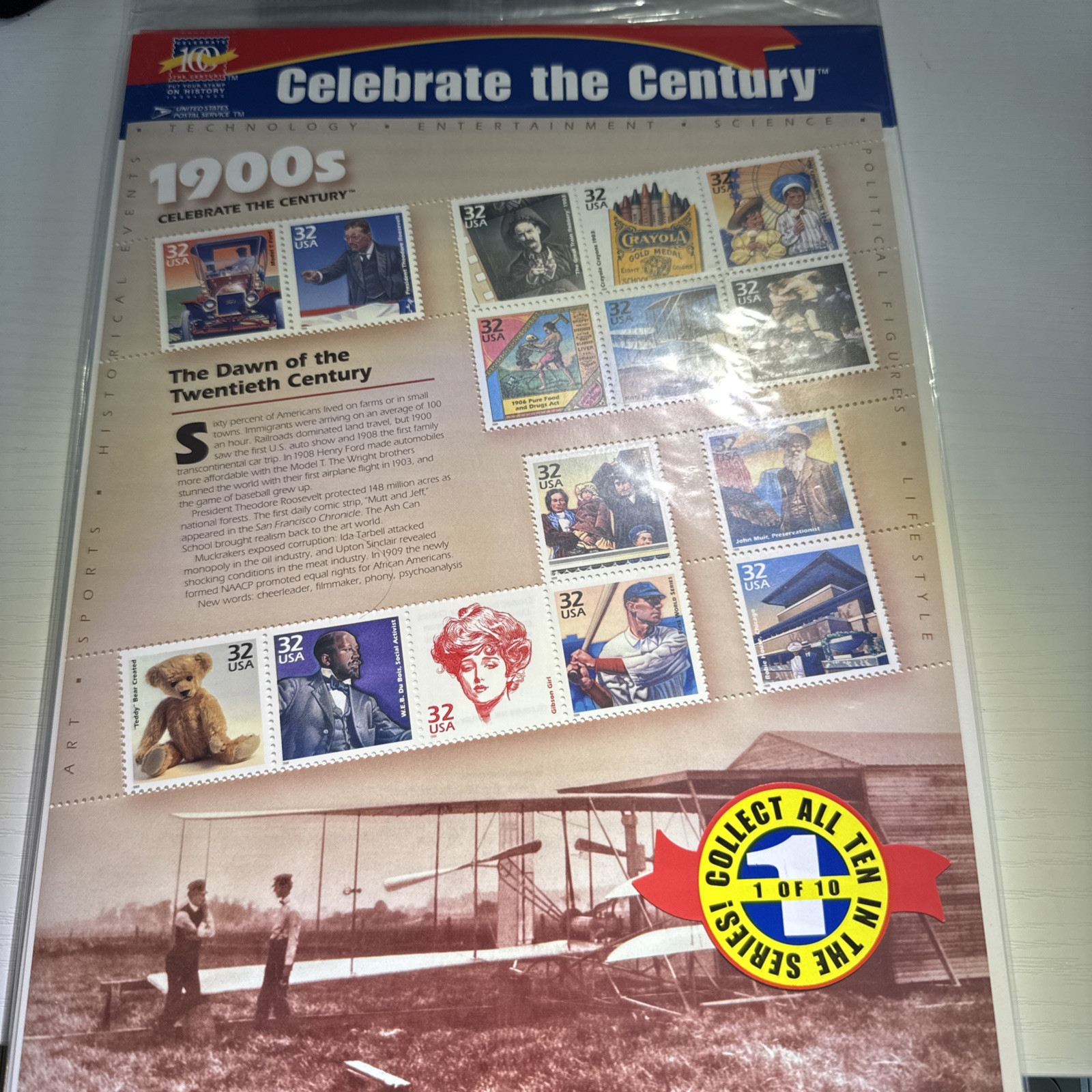 Stamps Celebrate The Century 1900 1910 1920 1930 1940 1950 1960 all 7 $129